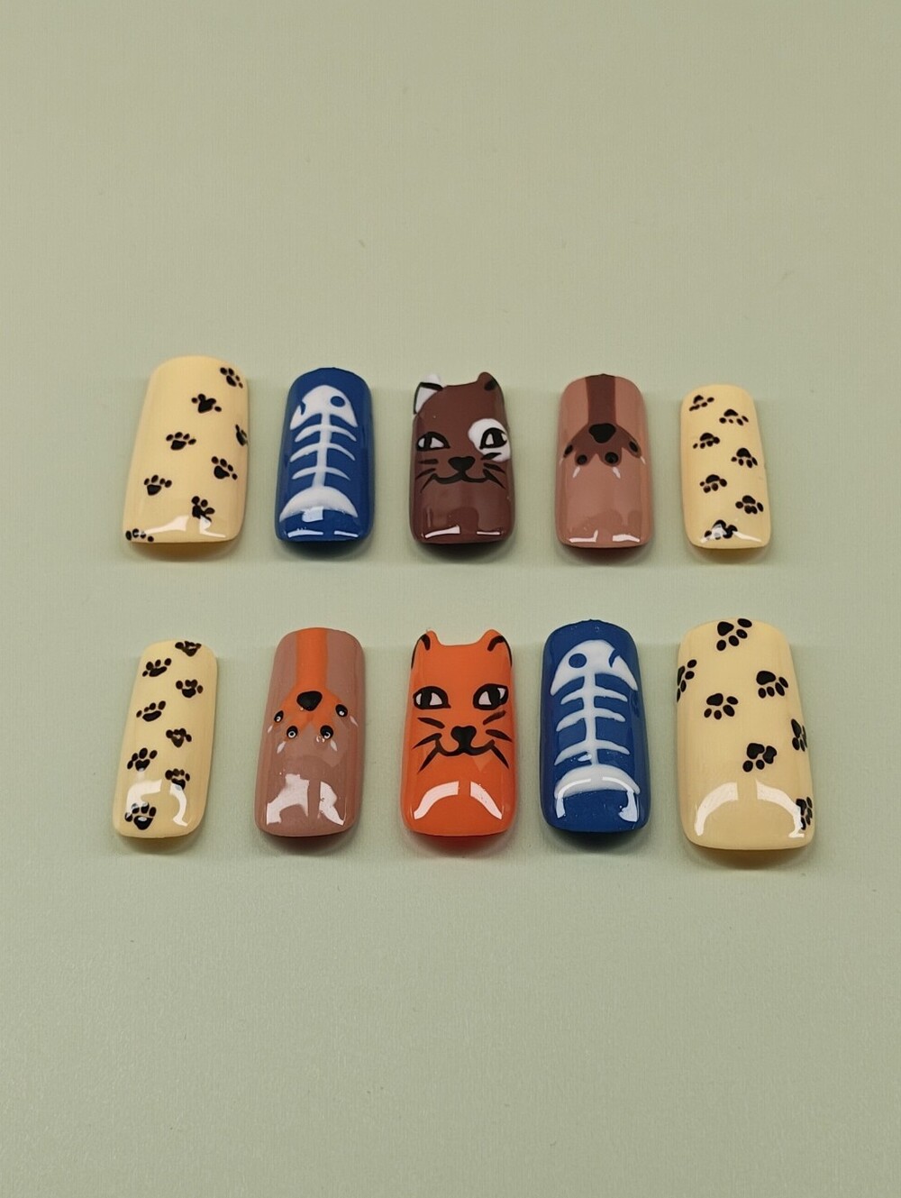 Hand-Painted Cat Press-Ons